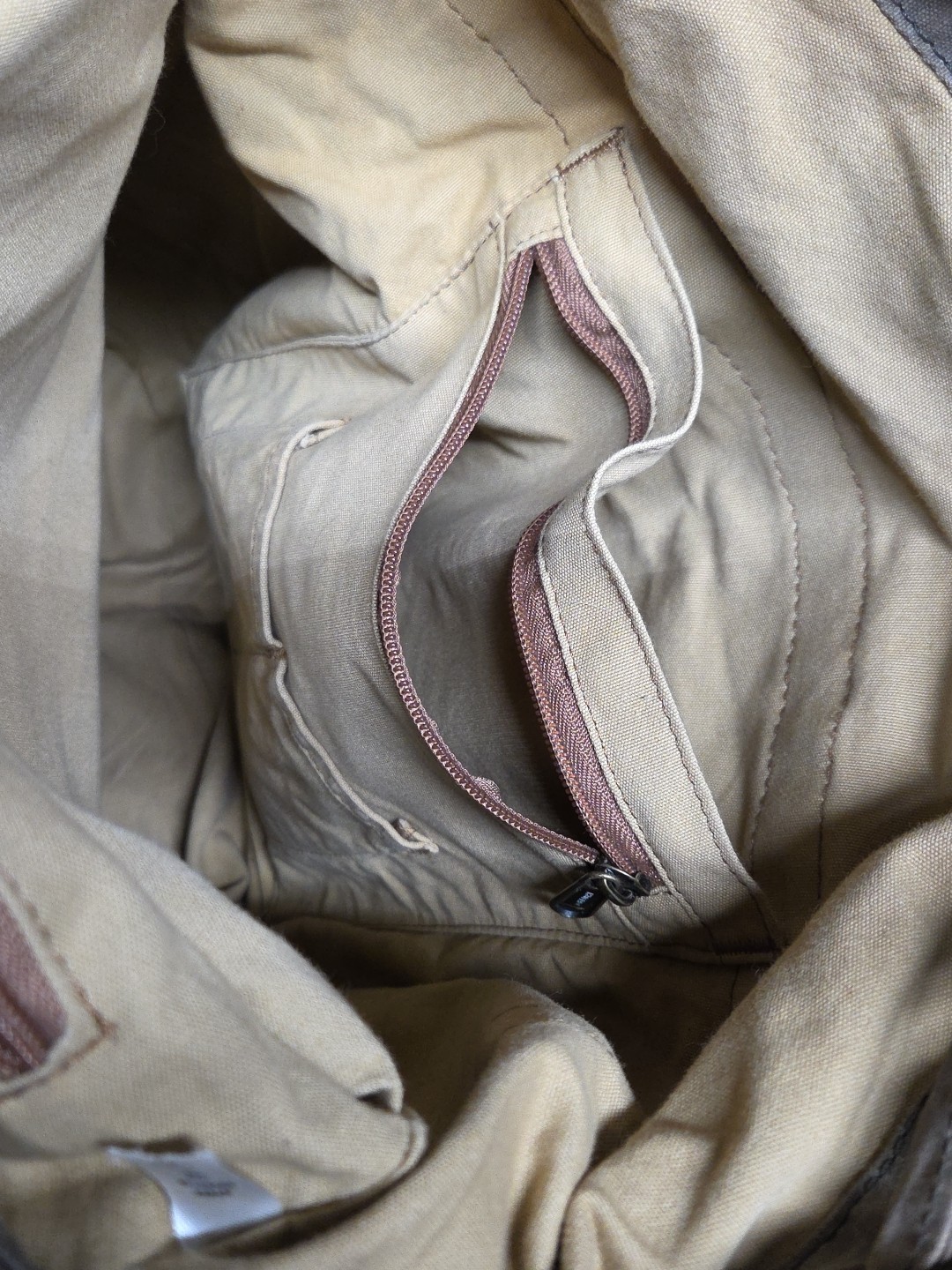 Duluth Trading Co Backpack Satchel Brown Oil Cloth Hiking Duffle Bag
