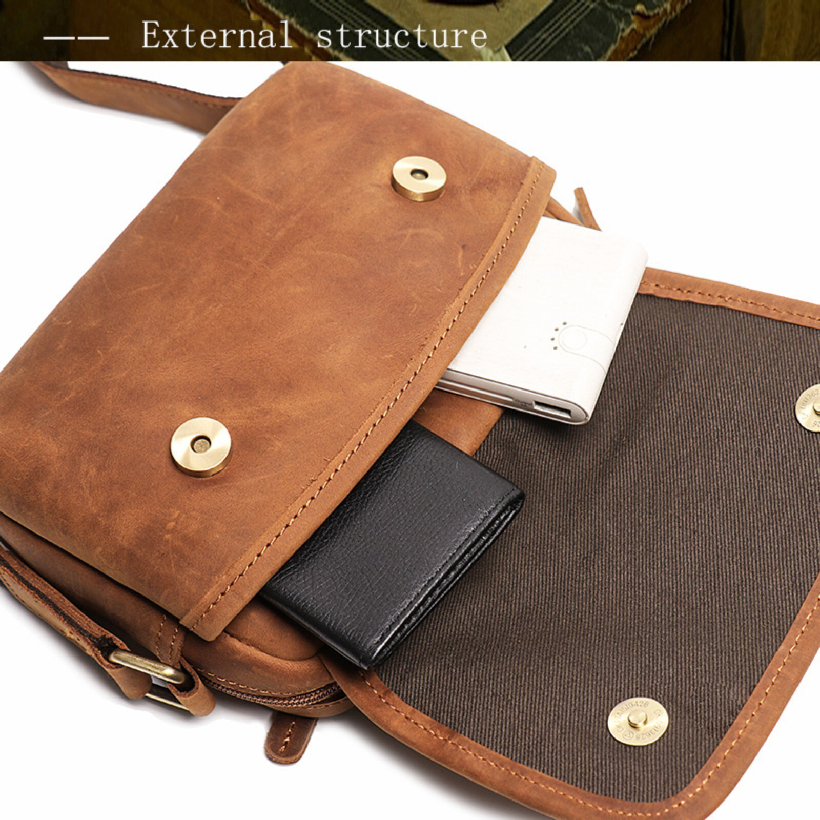 Men Retro Leather Crossbody Messenger Bag Shoulder Satchel for Work Travel