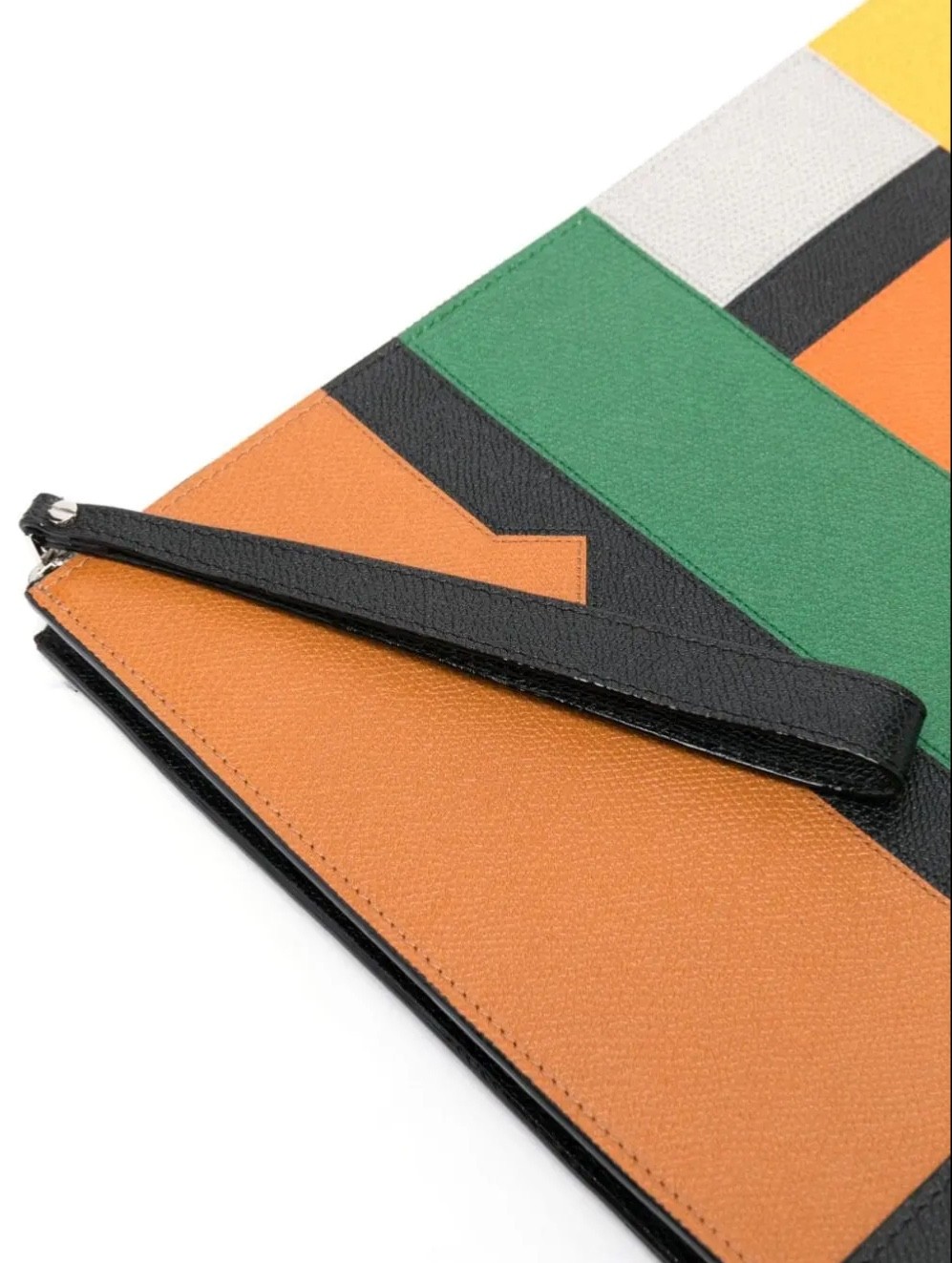 NWT $2,255 VALEXTRA Mylogo Viso Portfolio Leather Clutch – Black / Multicolor