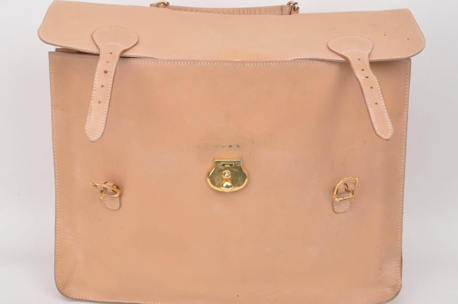 Burberry vintage tan leather briefcase bag