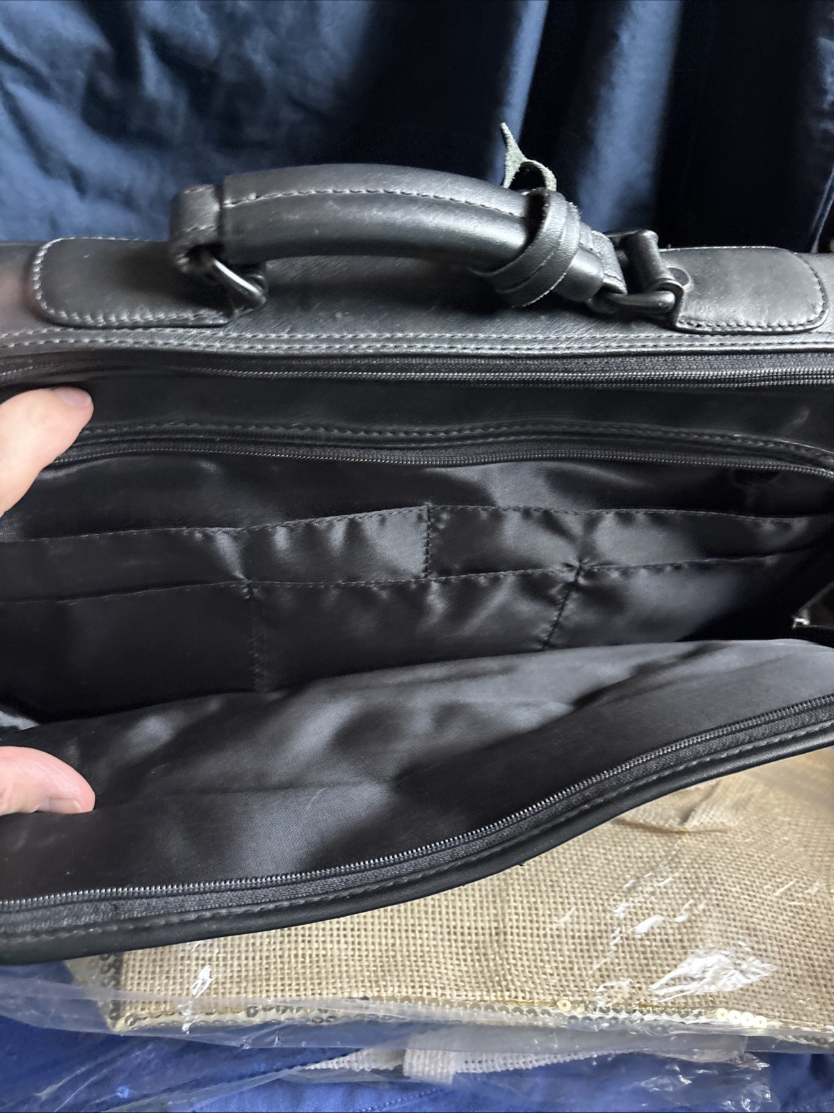 Soft Sided Leather Briefcase Black W Shoulder Strap REDUCED!!
