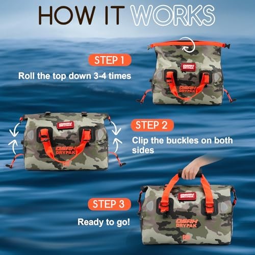 Waterproof Duffel Bag – Motorcycle Dry Bag Tail Bag with Large 60L Camouflage