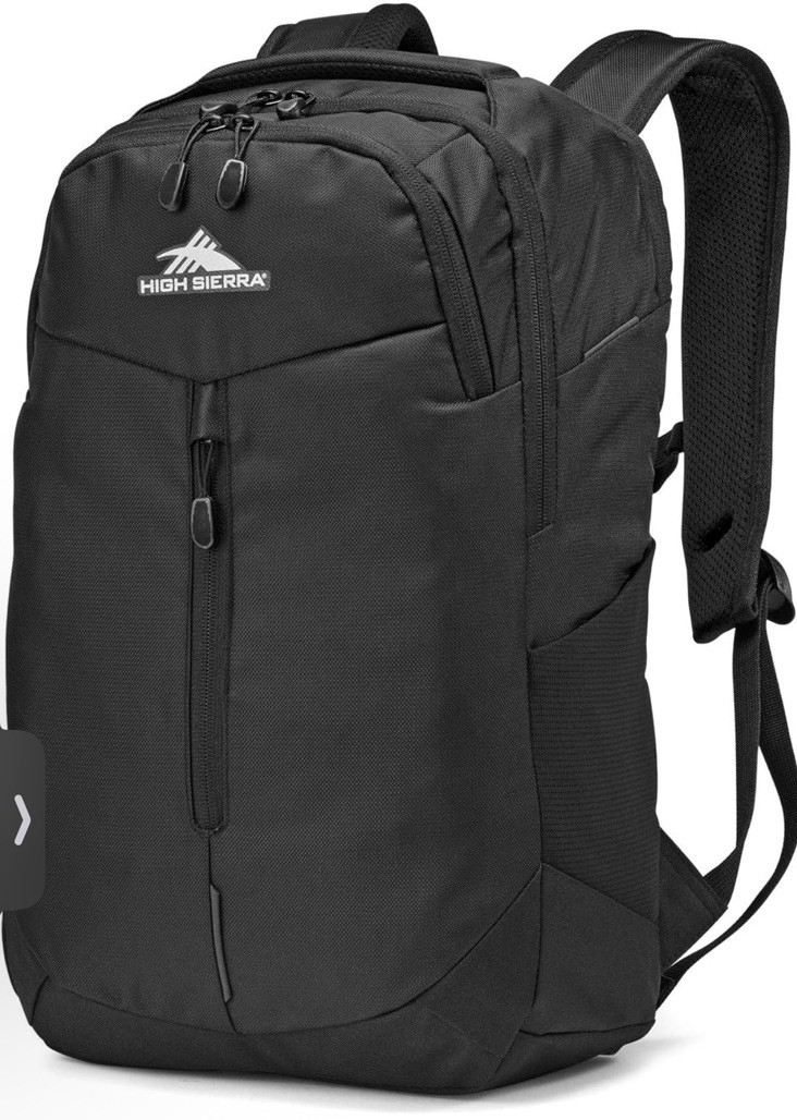 High Sierra Pro Backpack with Laptop Pocket + 17” Laptops, 27L, Black
