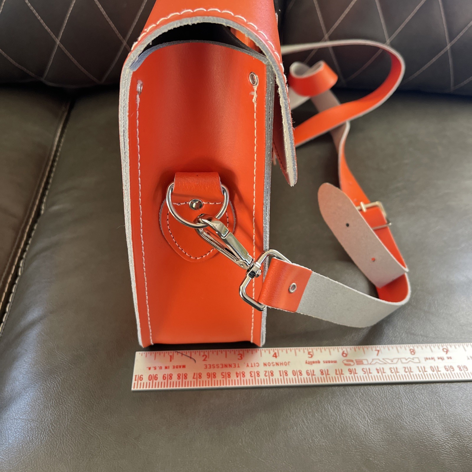 Zatchels Leather Bag Orange. Genuine Leather Satchel Purse, Bag. Brand New. No T
