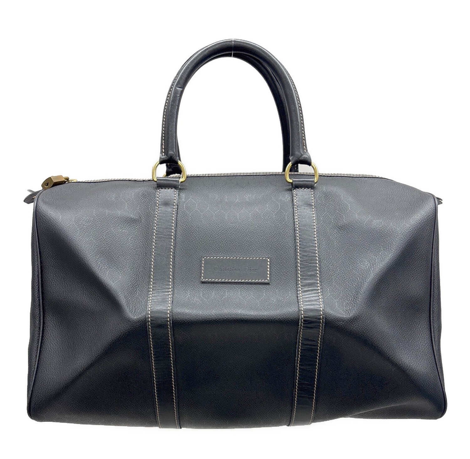 Christian Dior Boston bag Black Leather Men Duffle bag Large capacity