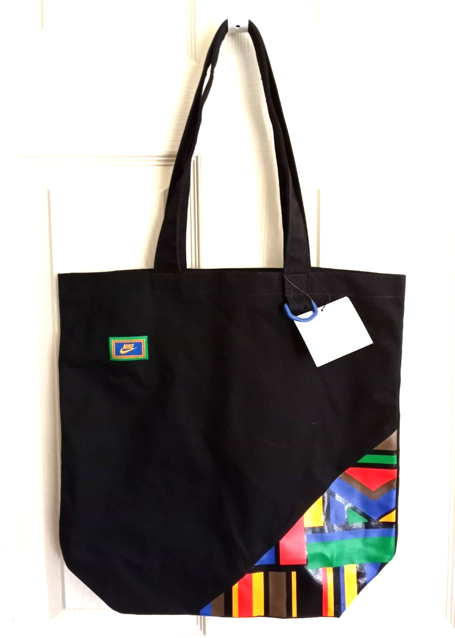 RARE Nike URBAN JUNGLE Heritage CANVAS TOTE BAG Black MULTICOLOR GRAPHICS Peace