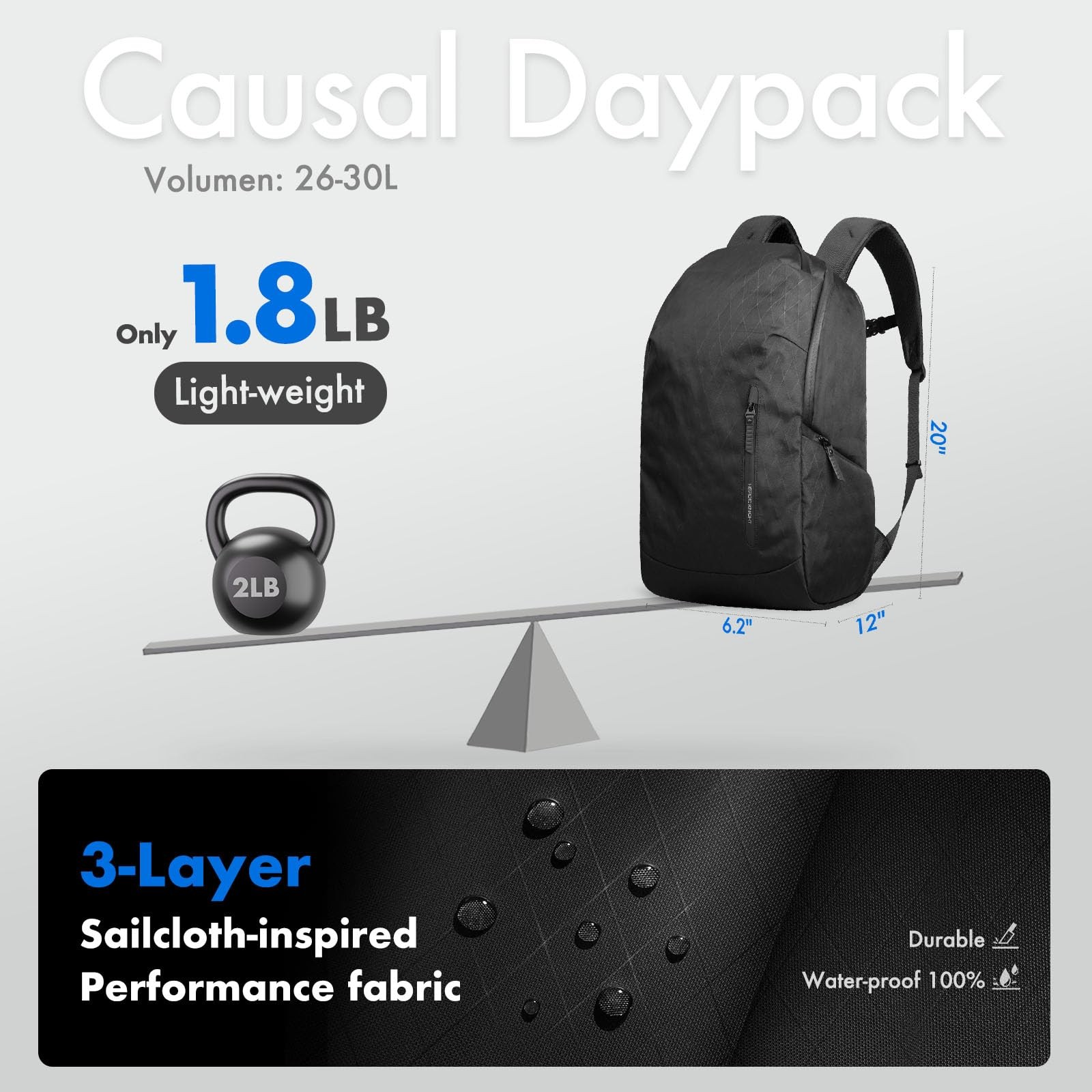hk Waterproof Travel Backpack for Men – Lightweight 30L Laptop Backpack with …