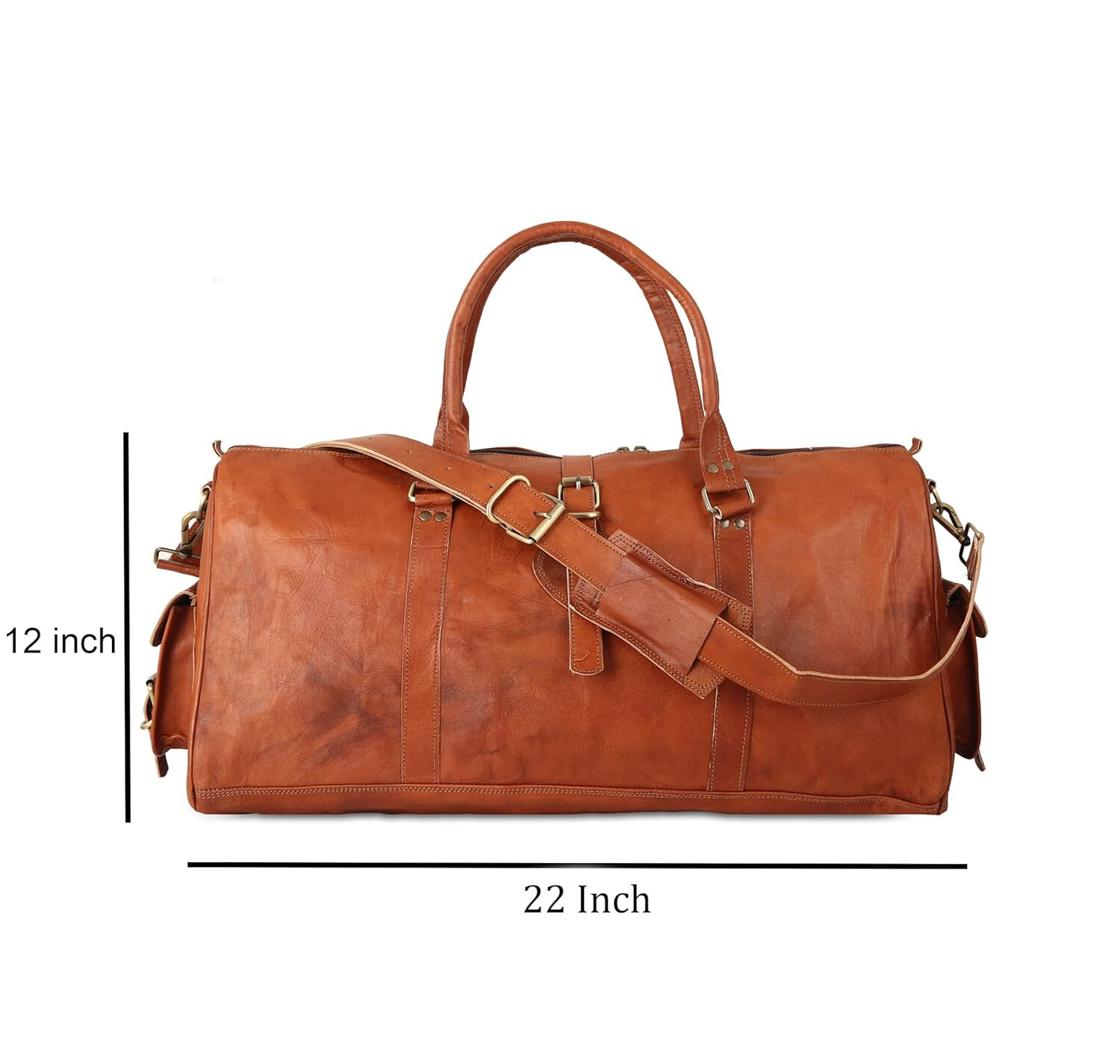 Men’s Spacious genuine goat leather duffel travel gym weekend overnight bag