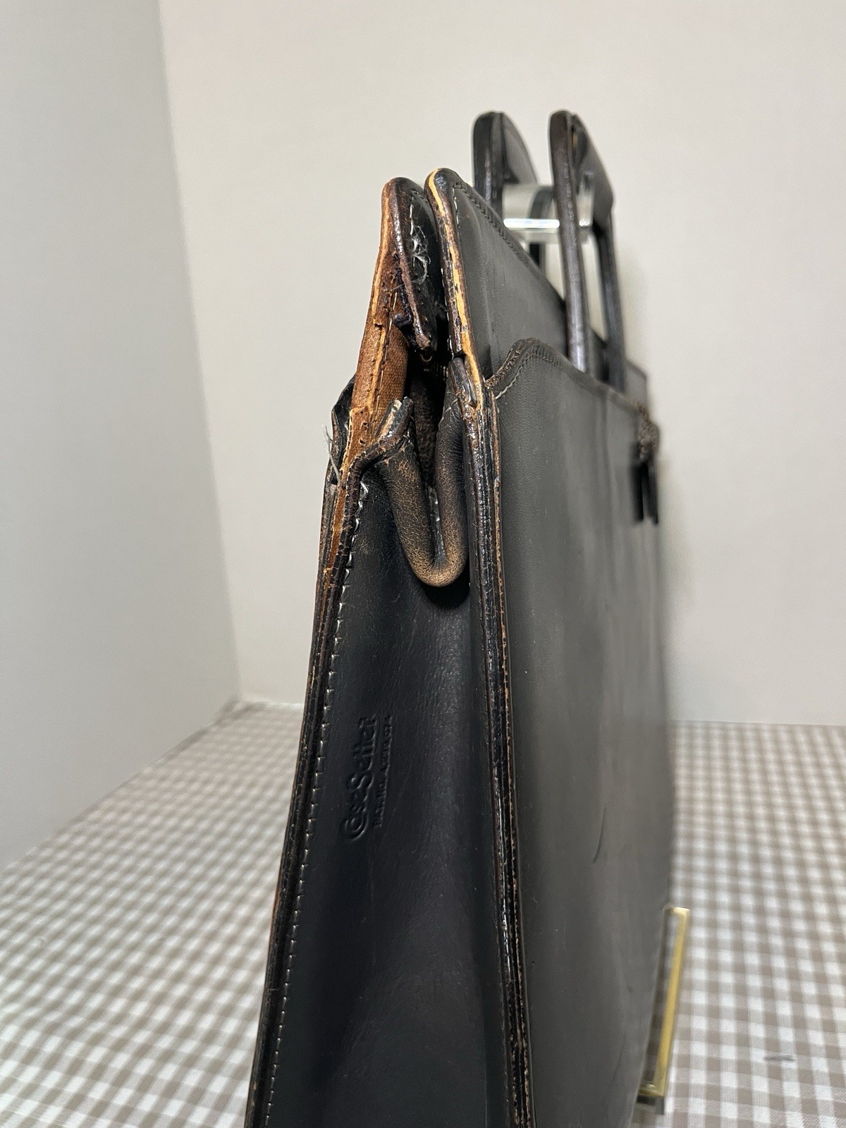 Vintage Schlesinger Brothers Black Leather Briefcase / Portfolio 1970’s-80’s