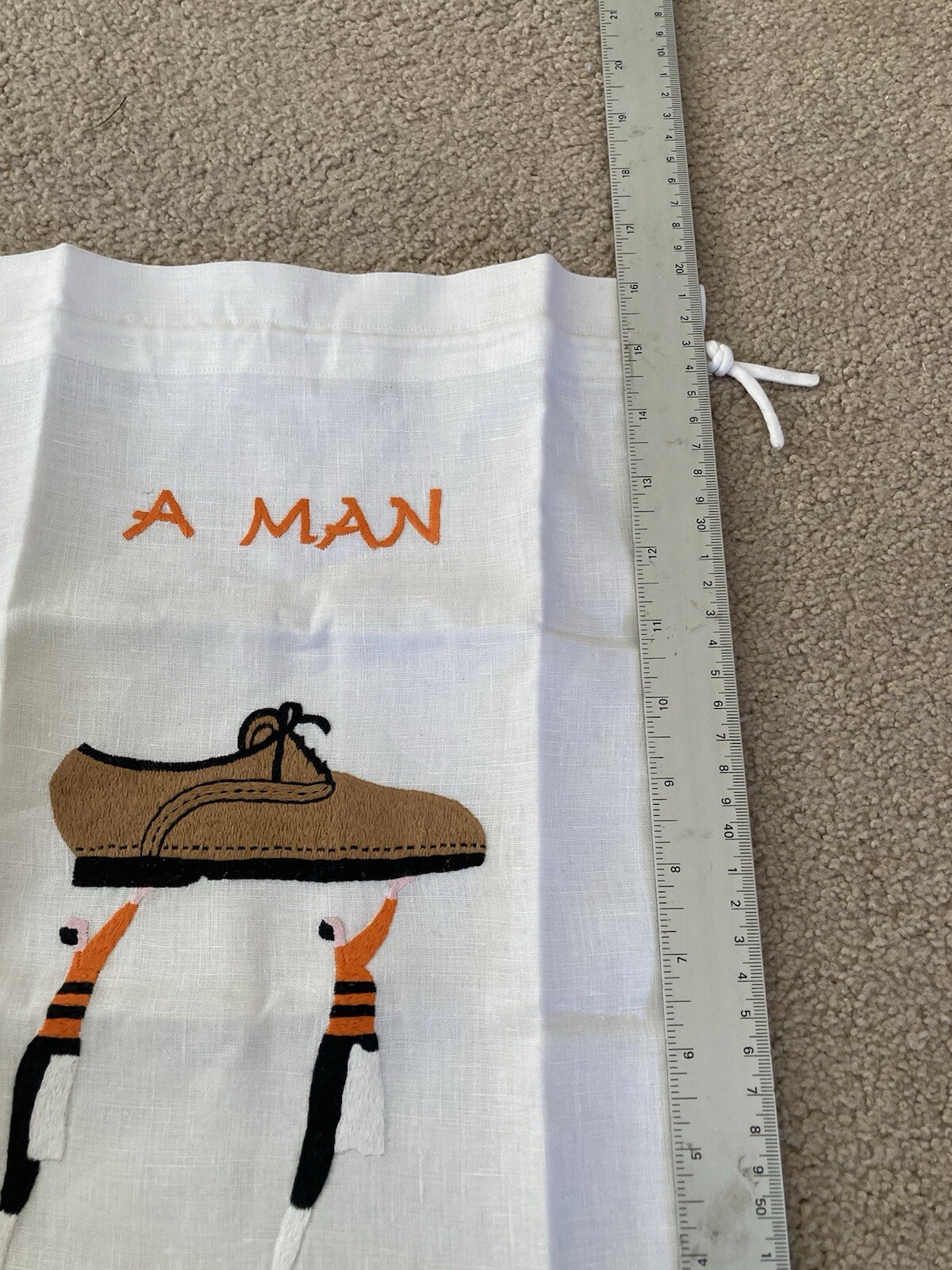 Embroidered Men’s Linen Shoe Bag, inspired by Laura Stoddart