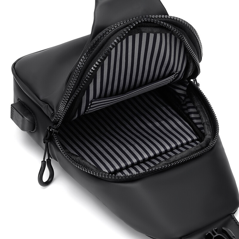 Men’s Sling Backpack Waterproof Anti-theft Shoulder Crossbody Bag Chest USB Port