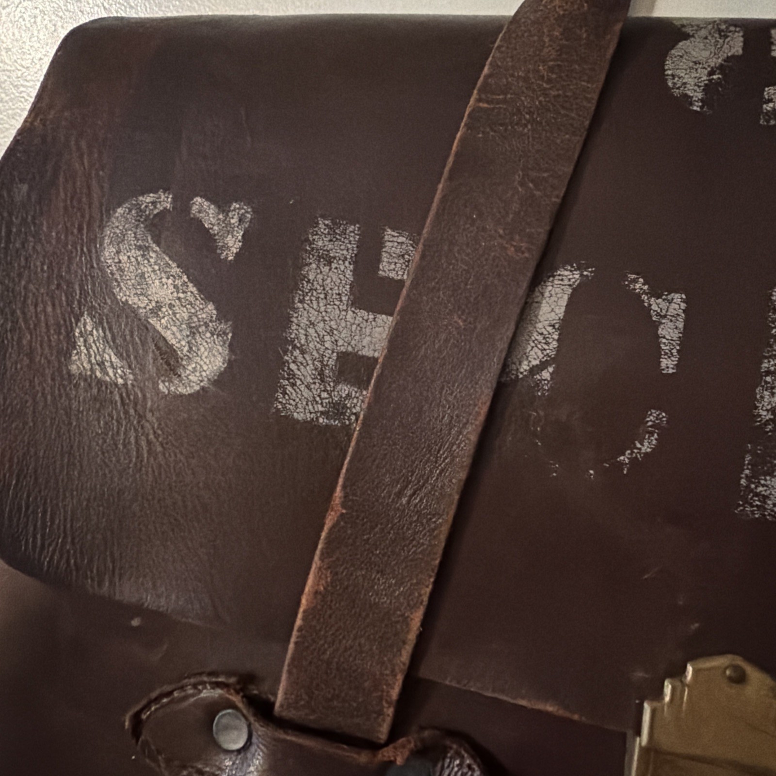 Vintage US Military Pilots Briefcase Brown Leather Briefcase Bag Movie Prop