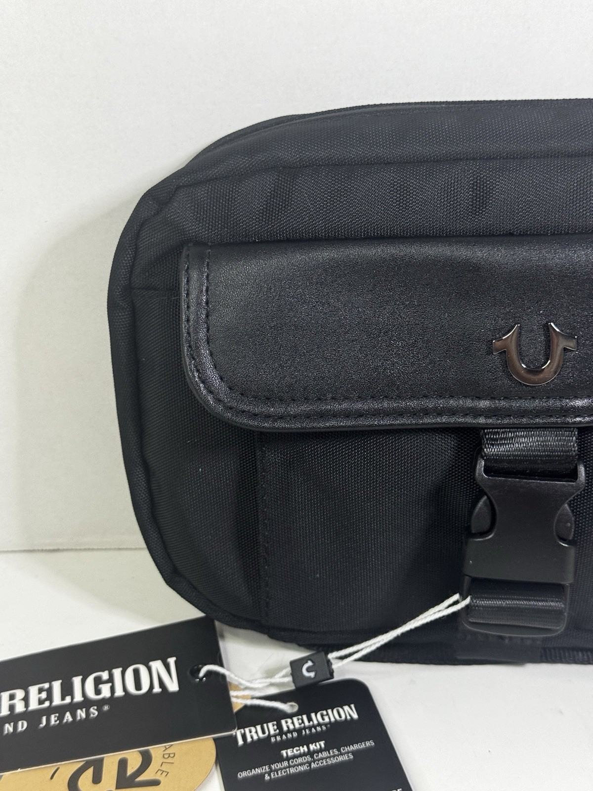 True Religion Tech Kit Small Travel Cable Toiletry Bag Black NWT NEW RARE
