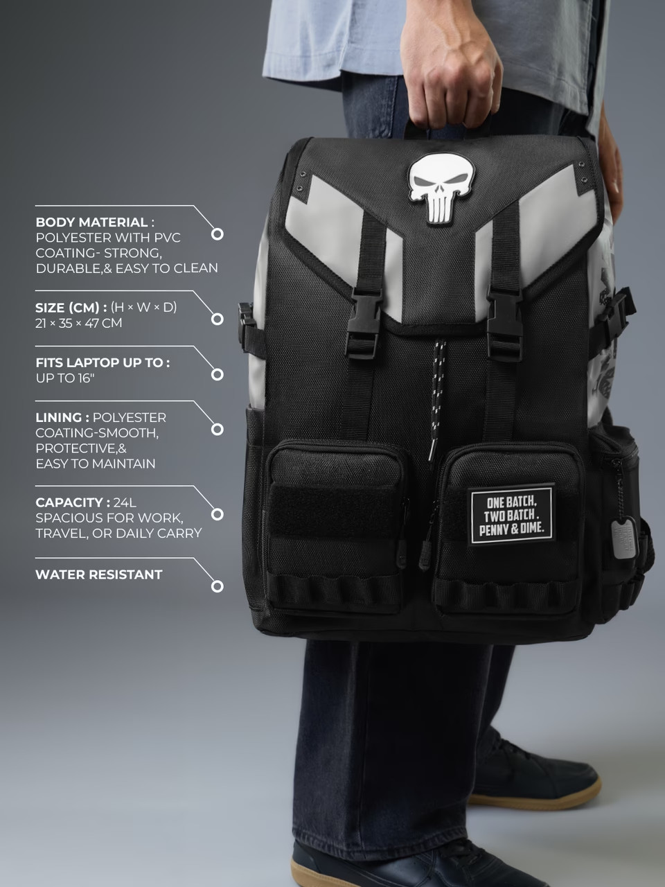 Marvel Punisher Tactical Gear Backpack Limited Edition Black – Official Licensed