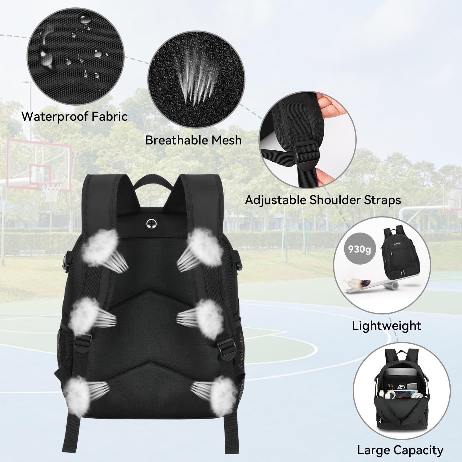 Basketball Backpack with Ball Holder & Shoe Compartment, Large Sports Bag for Me