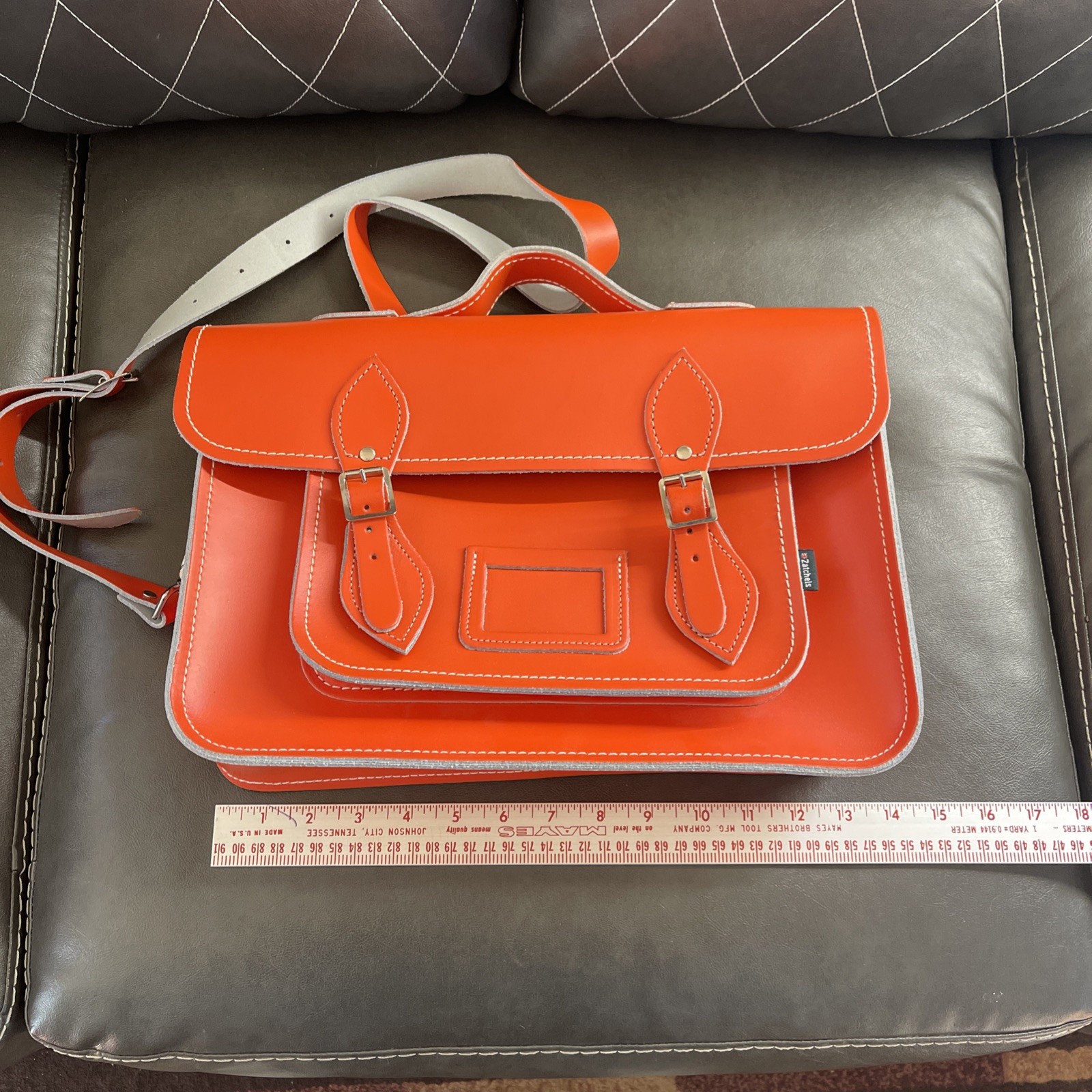 Zatchels Leather Bag Orange. Genuine Leather Satchel Purse, Bag. Brand New. No T