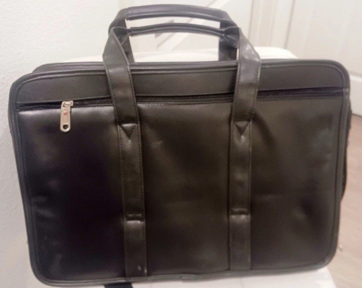 Wenger Mens Executive Leather Briefcase Laptop Bag Black Size 16″x12″