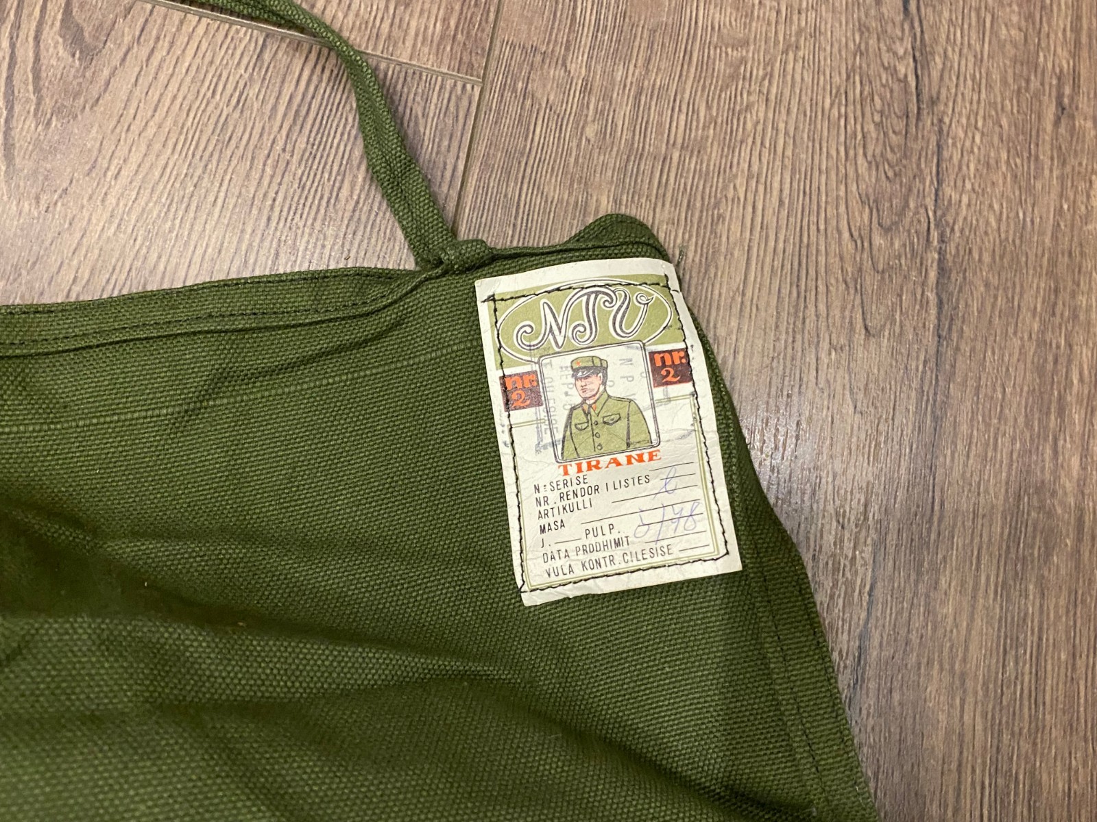 VINTAGE ALBANIA SOLDIER BACKPACK GREEN BAG ARMY MILITARY COMMUNIST ERA #0429