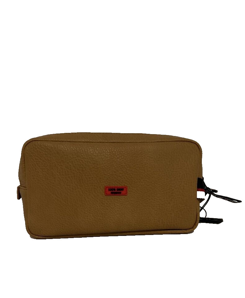 NWT DKNY Men’s Dopp Kits Tan Toiletry Bag w Double Zip