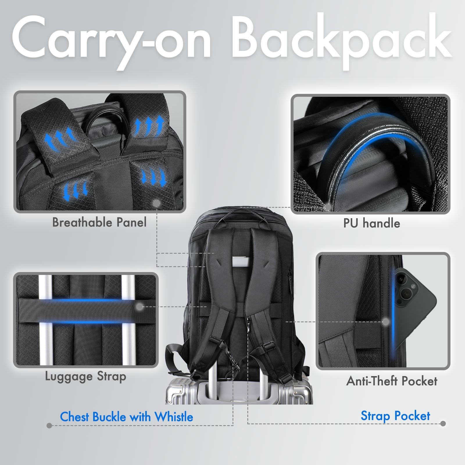 hk Waterproof Travel Backpack for Men – Lightweight 30L Laptop Backpack with …