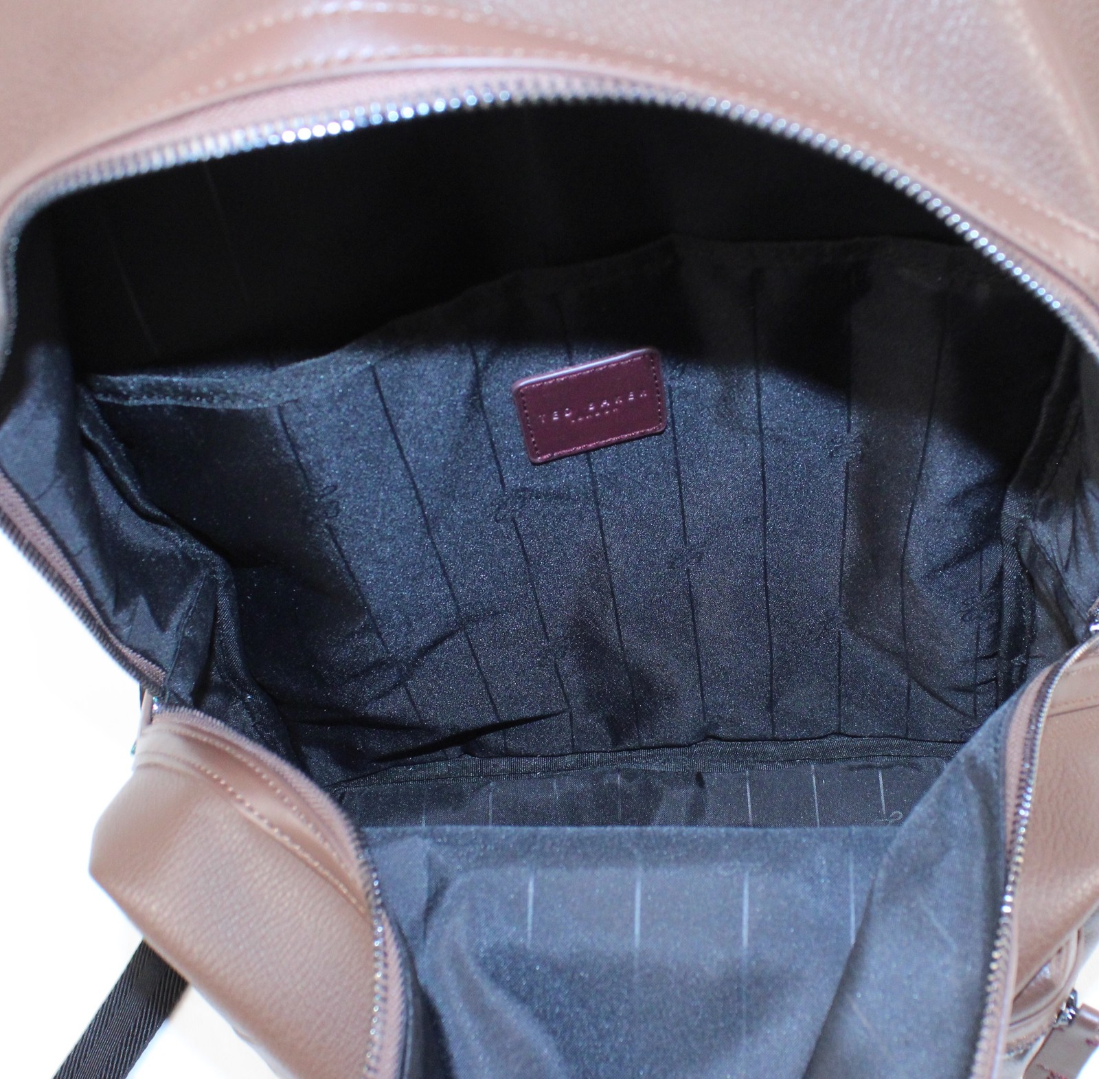 Ted Baker London Leather Backpack W/ Padded Back Panel & Top Handle In Brown