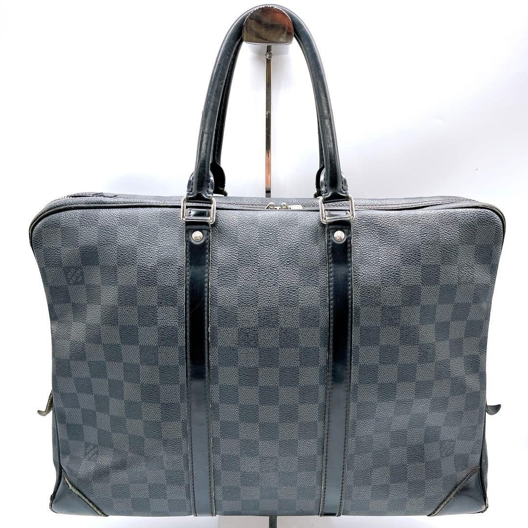 LOUIS VUITTON Briefcase Porte Document Voyage N41125 Damier Graphite Black Gray