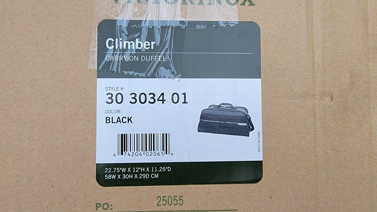 VICTORINOX CH-97 CLIMBER 22.75″ CARRY-ON DUFFLE – BLACK – WB LOGO – NEW
