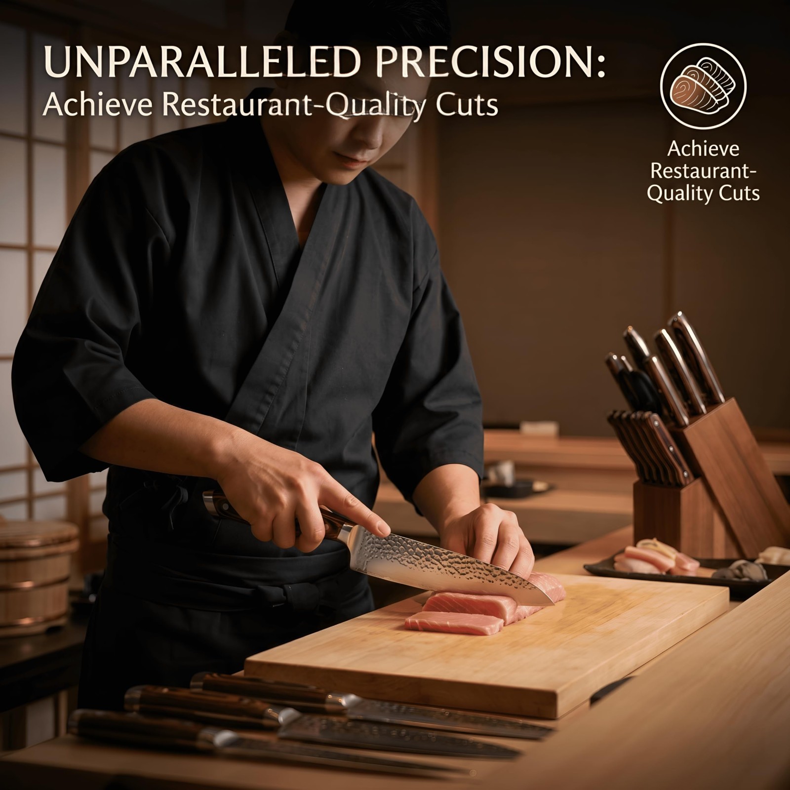 15-Piece Kitchen Knife Set with Block, High Carbon Stainless Steel, Sharp & Ergo