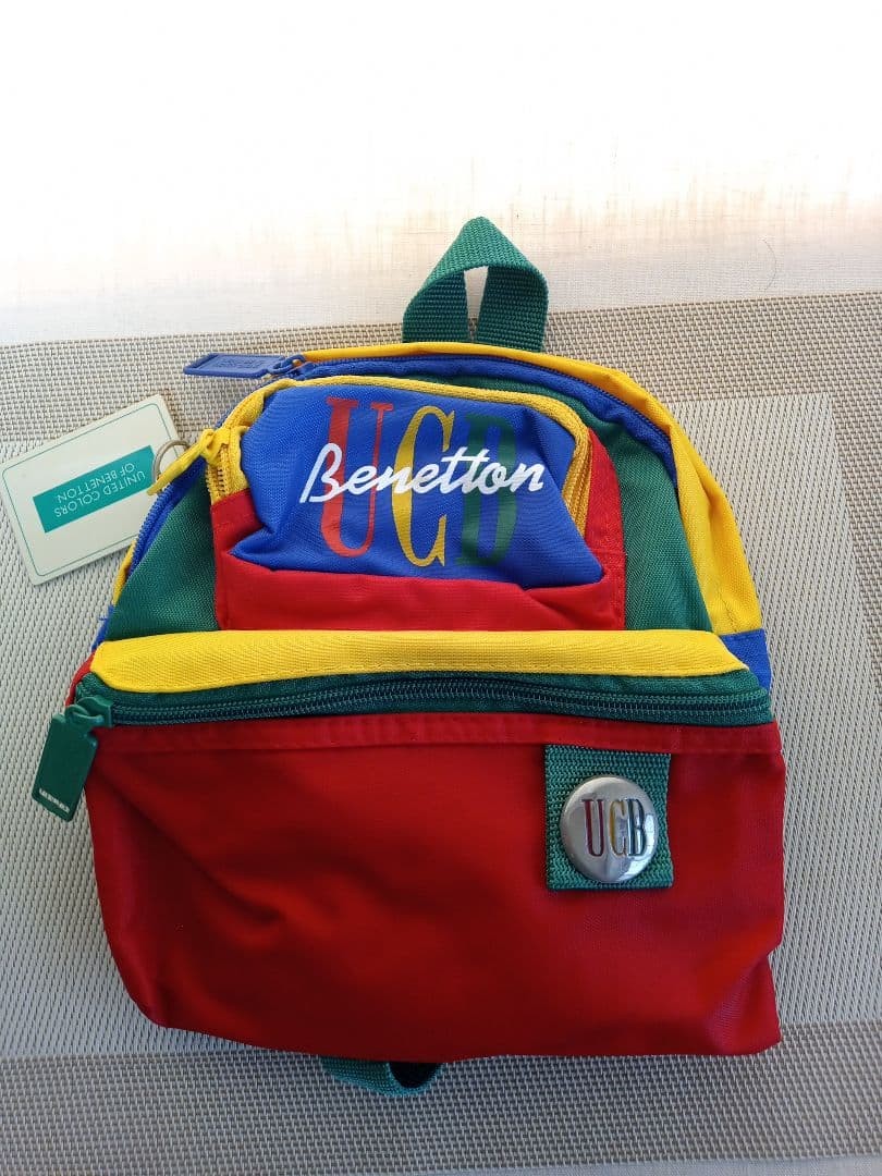 Vintage United Colors of Benetton Mini Backpack Multicolor Kids UCB Logo Tags
