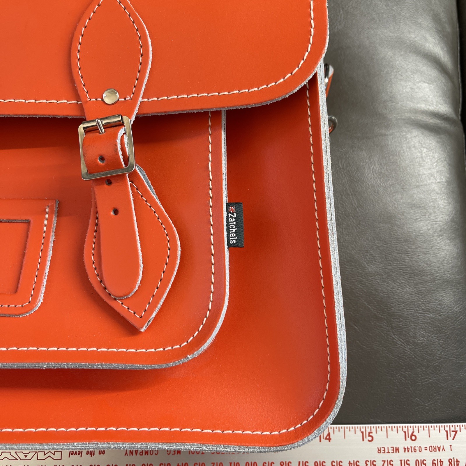 Zatchels Leather Bag Orange. Genuine Leather Satchel Purse, Bag. Brand New. No T