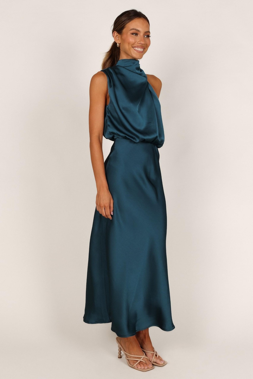 Petal & Pup Anabelle Halter Neck Midi Dress – Teal M Teal U1