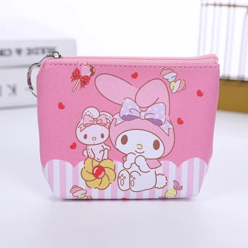 Coin Purse Kawaii Hello Kitty Mini Wallet PU Cute Keychain Clutch Storage Bag