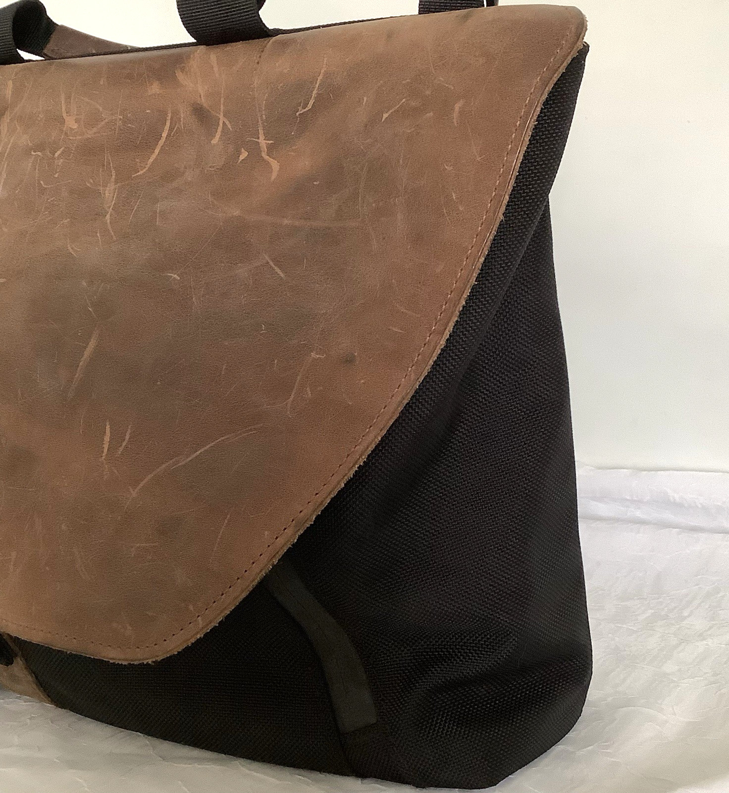 Waterfield Bolt Briefcase Black Premium Messenger Bag, Leather and Nylon