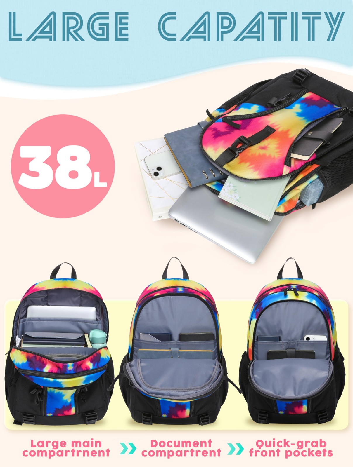 High School Backpack for Girls Boys Middle School Bookbag for Kids Back to Schoo