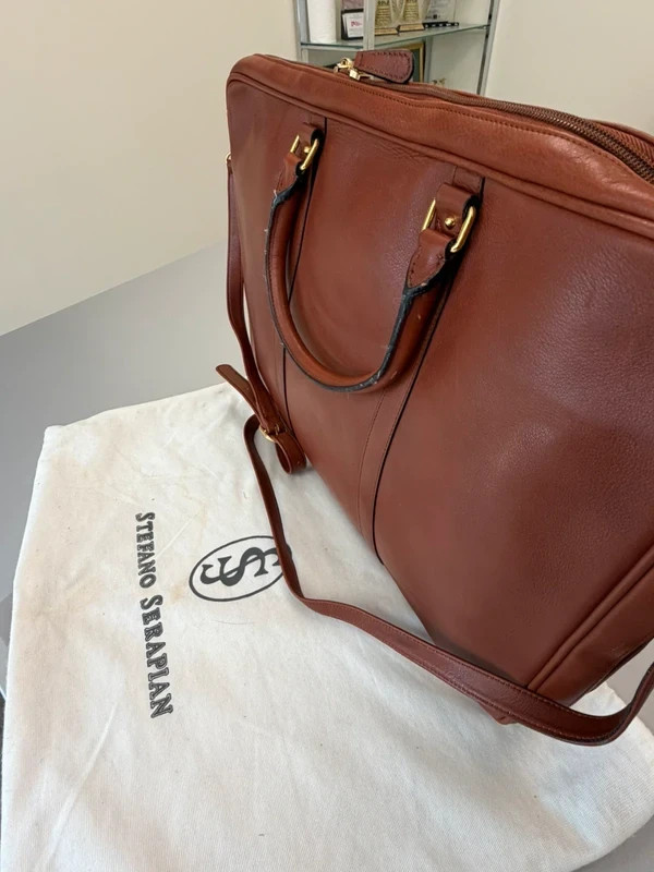 Stefano Serapian Attache Case Genuine Leather w/Strap Retails at $1,500.00
