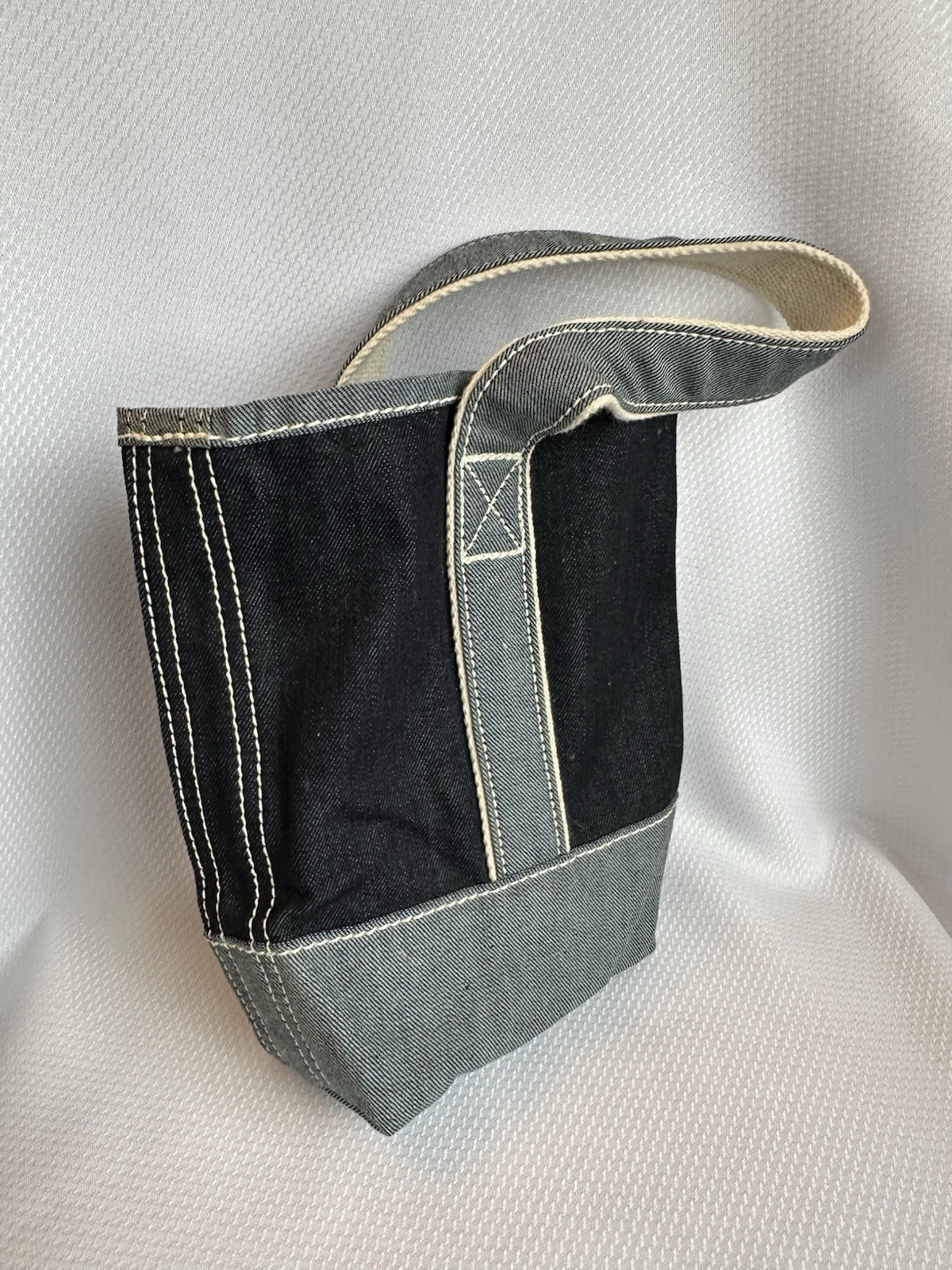 Lands’ End Blue Two-Tone Denim Wine Tote Bag for 2 Bottles, Drinks, Picnic