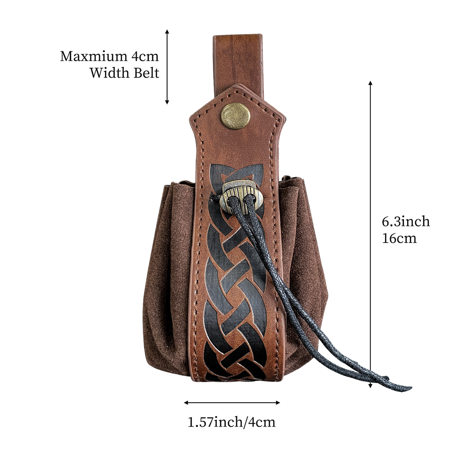 Leather Drawstring Wrist Pouch Coin Purse Change Money Bag Wallet Note Case