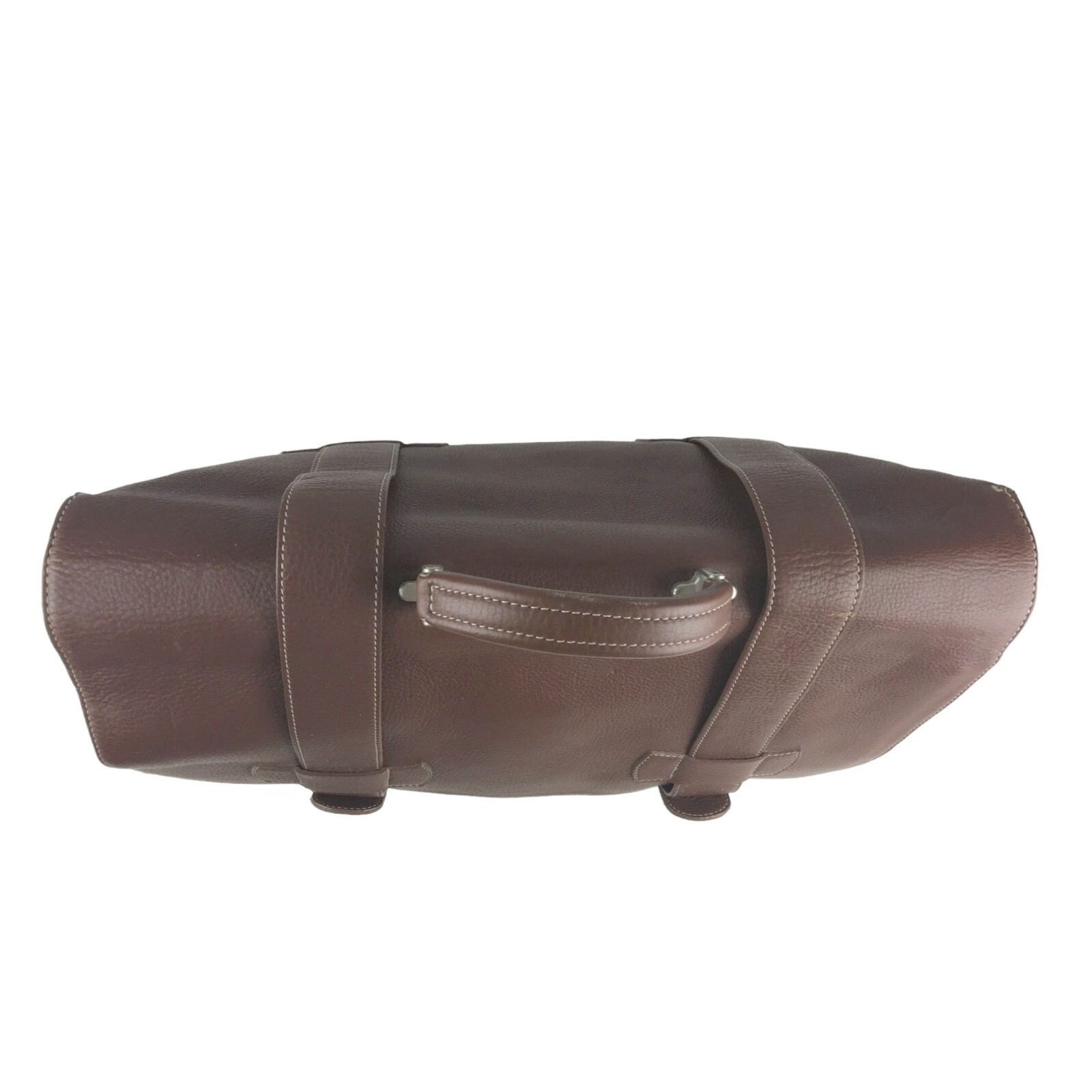 Abitare Briefcase Document Bag Mens Brown Genuine Leather Top Handle Push Lock