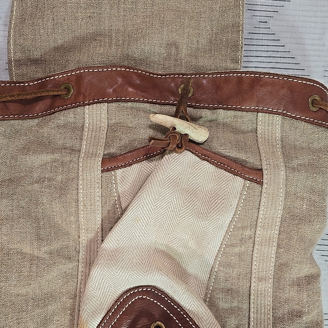 TERRA PAX Eco-friendly Hemp Linen Leather Beige TerraPax School Travel Backpack