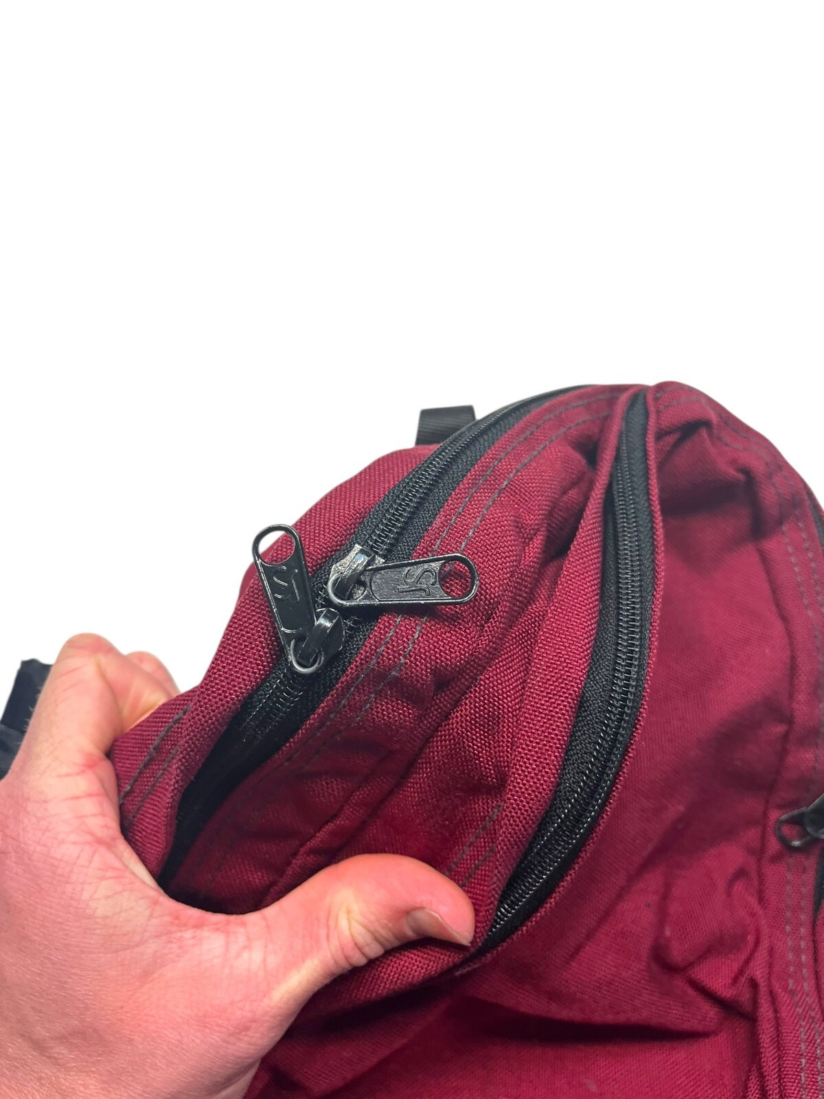 Vtg 90s JANSPORT Red/Brown LEATHER-PATCH HIKE BACKPACK Outdoor Gear School Bag