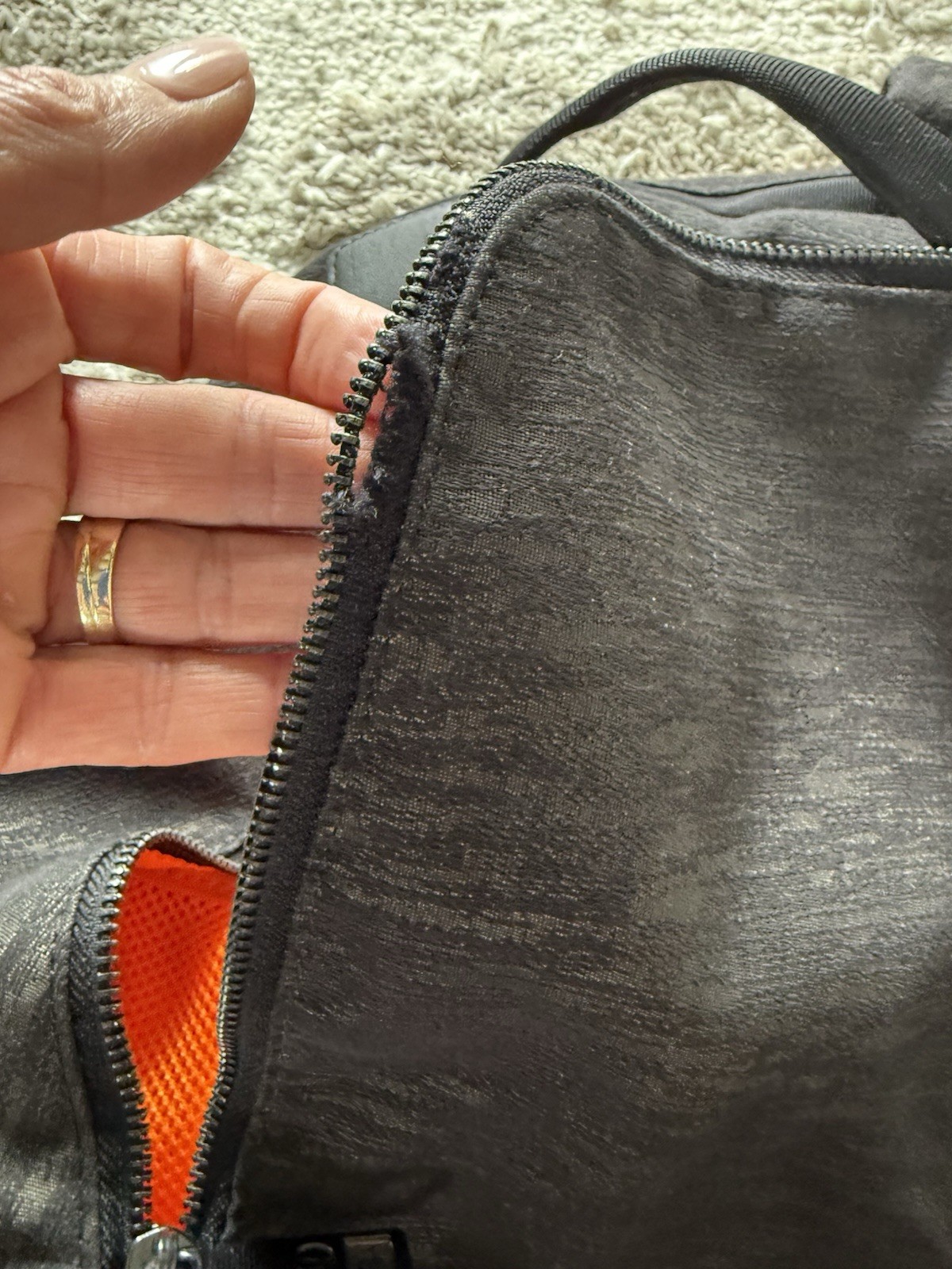 Lululemon city Backpack 17L black and brown with little ripped zipper