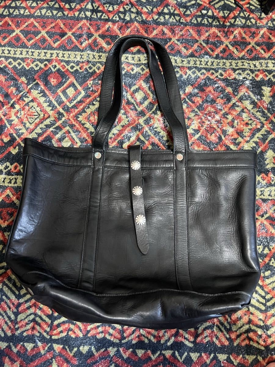 Unused RRL Leather Tote Bag Black W 41cm H 30cm D 14cm Size Waxed Leather