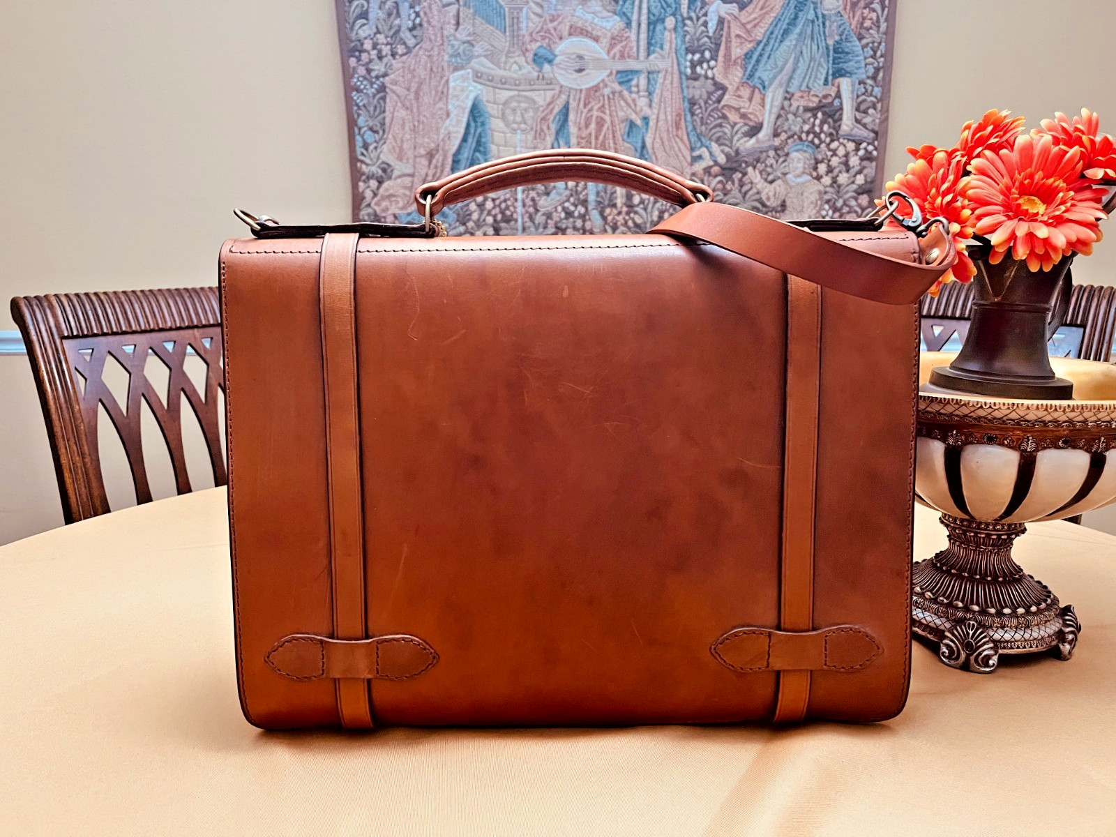 MACKENZIE “OFFICERS” Tan Bridle Leather Briefcase / Messenger Bag – SCOTLAND