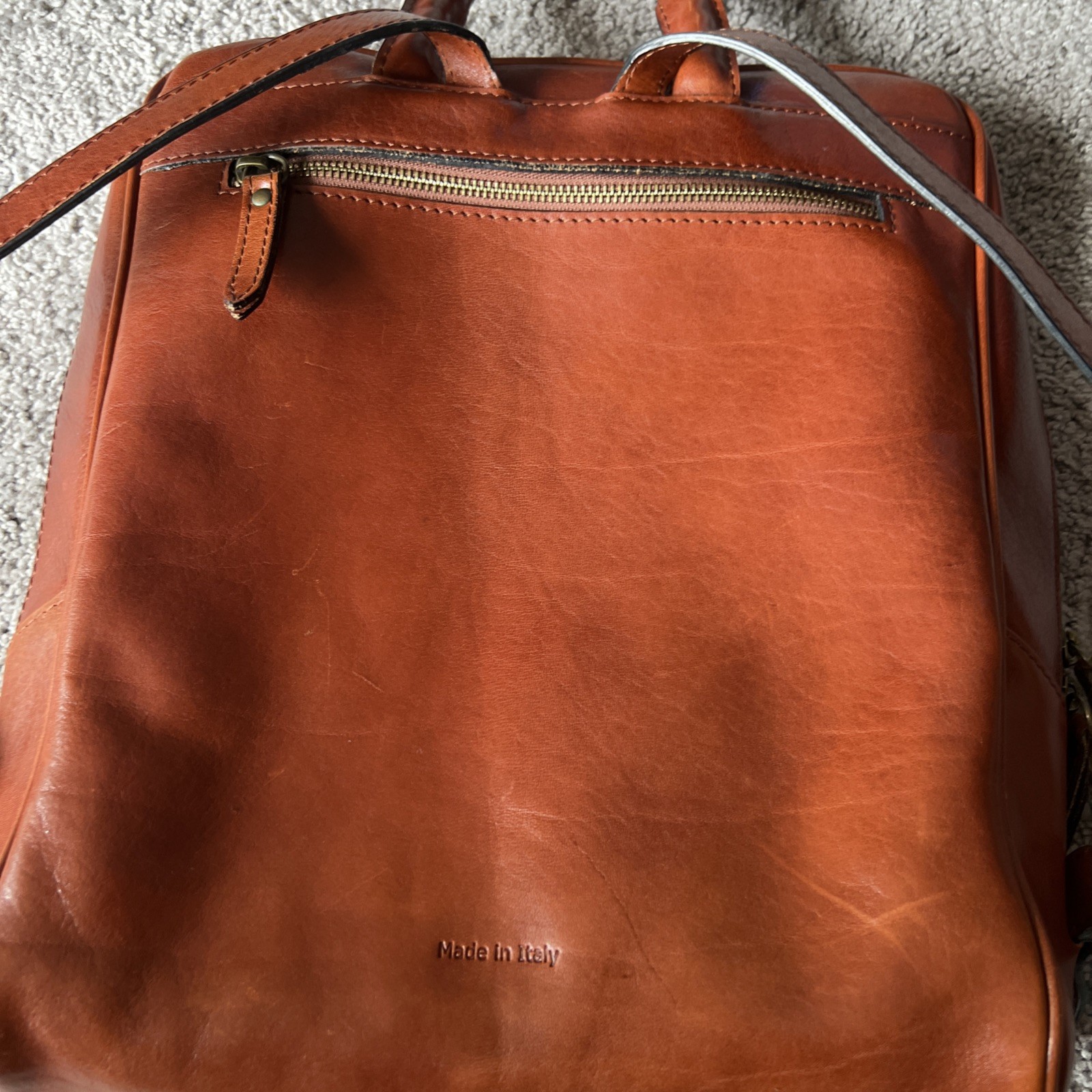 Italian Florence Handmade High Q Genuine Leather Unisex Backpack Made In Italy