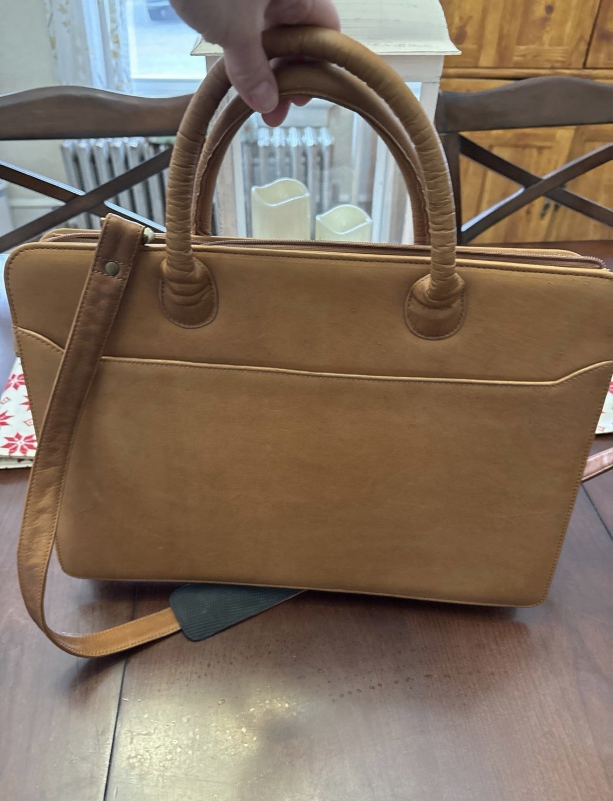 Boulder Ridge Glove Tanned Cowhide Brown Leather Briefcase Messenger Bag