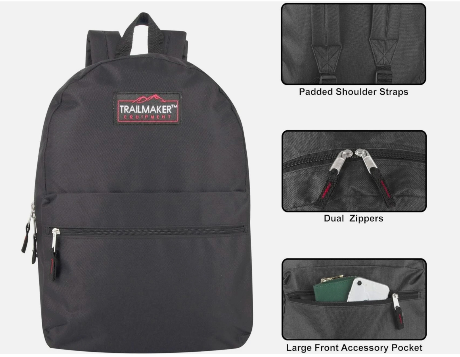 Trial Maker Backpack Bag for Hiking – Black