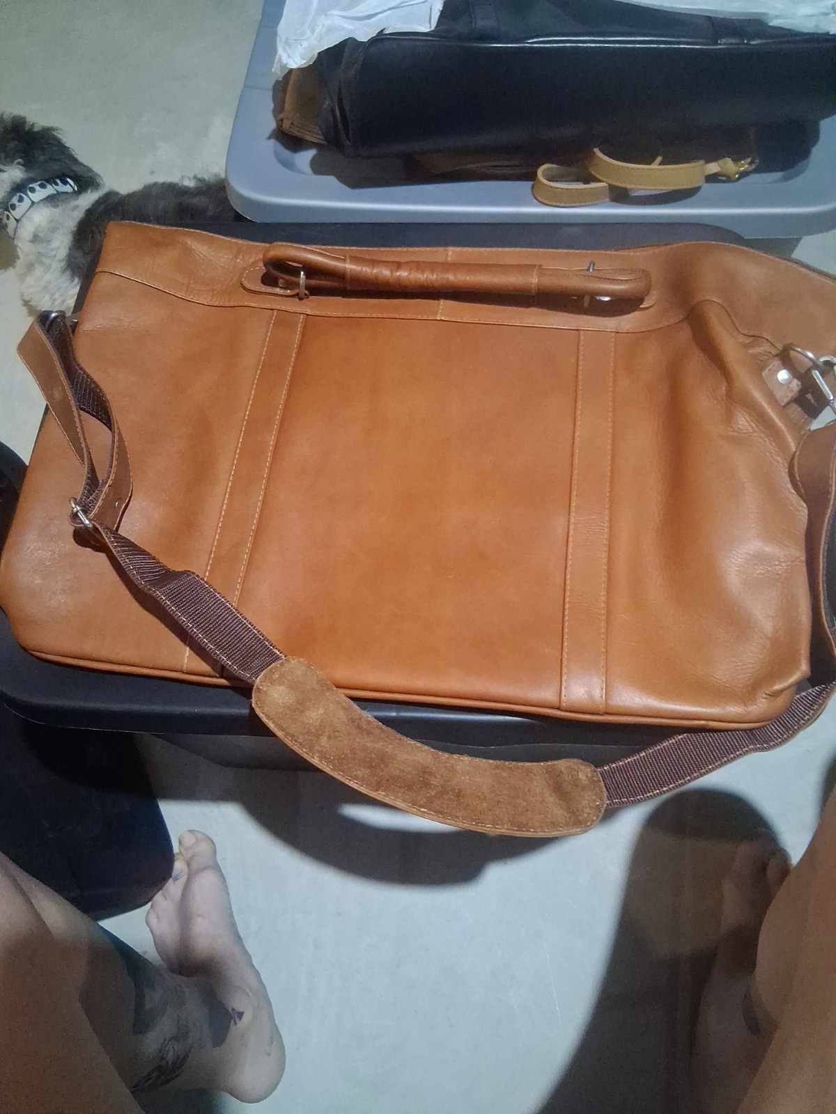 piel leather duffle bag