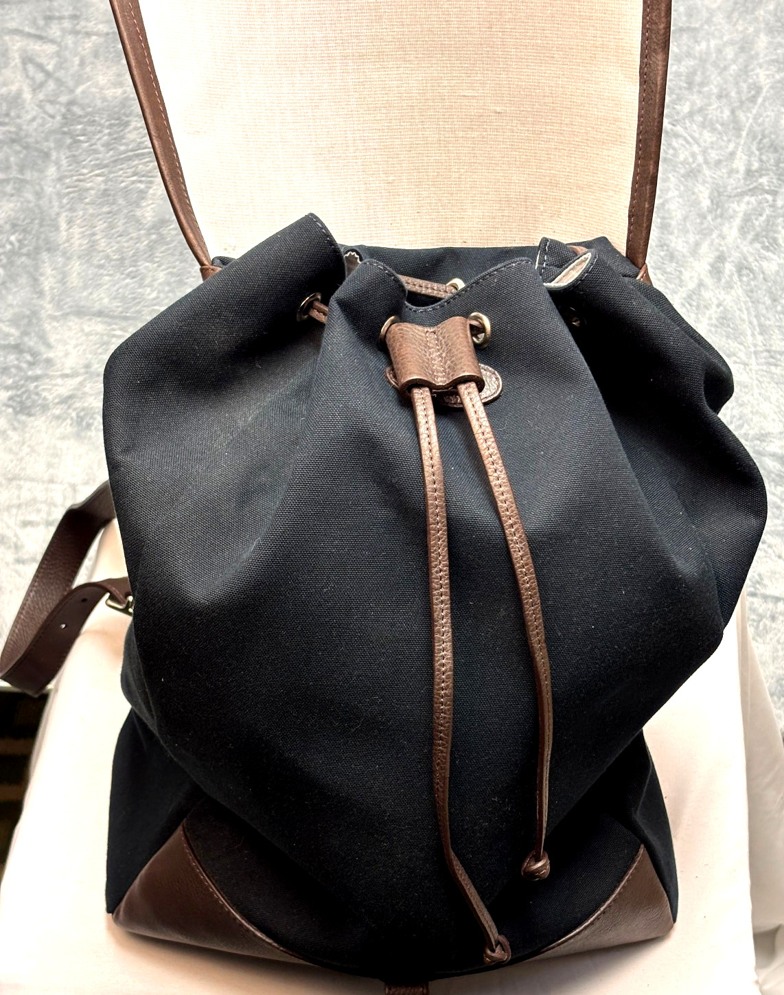 $355 New Daines & Hathaway Ventile Canvas Leather Backpack Navy Ventile DUFFLE
