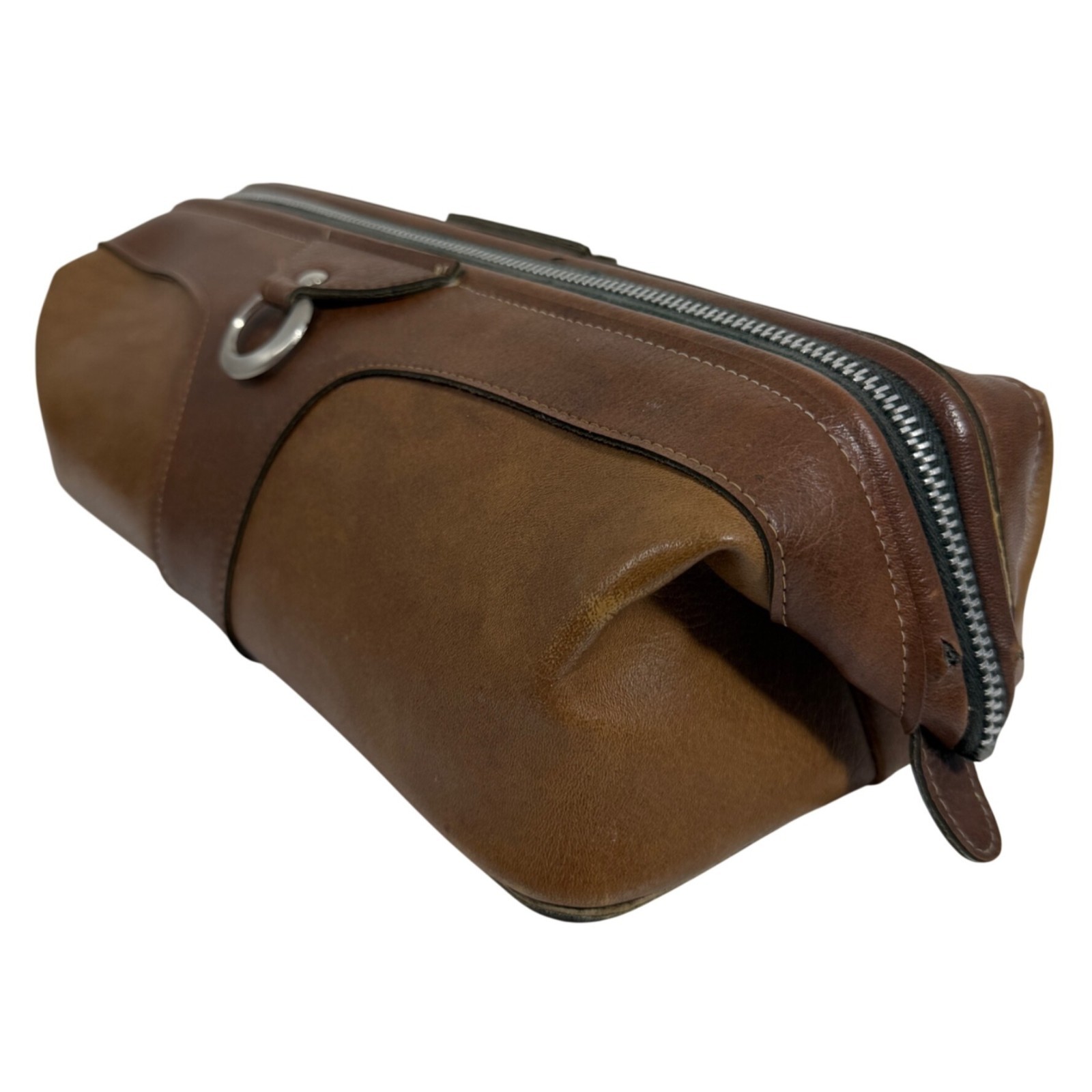 Vintage Rolfs Leather Dopp Kit Toiletry Travel Bag Brown Zip Shave Case FLAWS