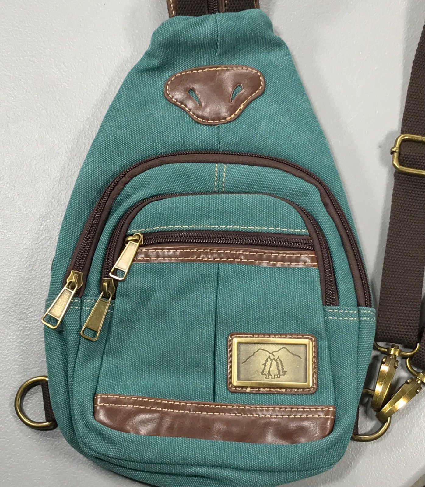 Teal Canvas Messenger Sling Shoulder Bag Rucksack Travel Work Sport